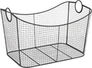 Deco 79 Metal Large Open Frame Wire Grid Storage Basket with Curved Sides and Ring Handles, 30" x 20" x 20", Black by GreenHaven Gardens