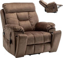 Oversized Power Lift Recliner Chair for Elderly with Massage Heat, Brown Velvet Electric Lay Flat Recliners with Cup Holders, Side Pockets, Infinite Position, Gift for Family by CozyNest Decor