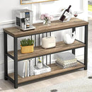 FOLUBAN Modern Sofa Table for Entryway, 3 Tier Narrow Console Table for Living Room Hallway Behind Couch, Rustic Oak by CozyNest Decor