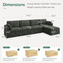 HONBAY Modular Sectional Sofa with Storage Seats, L Shaped Sectional Couch with Storage, Chenille Sectional Couches for Living Room, Green by CozyNest Decor