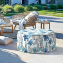 LVTXIII Outdoor/Indoor Inflatable Ottoman, All Weather Round Footrest Stool with Handle D31”x H14”, Portable Pouf for Patio Garden Camping or Home Decoration, Clemens Noir Blue by CozyNest Decor
