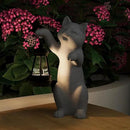 Solar Powered Garden Resin Statue Lights, 10 Inch Waterproof Outdoor Animal Cute Cat Figurine Lights, Suitable for Patios, Balconies, Lawns, Courtyards, Etc.(Hand) by GreenHaven Gardens