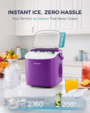 EUHOMY Countertop Ice Maker Machine with Handle, 26lbs Per Day, 9 Ice Cubes Ready in 6 Mins, Auto-Cleaning Portable Ice Maker with Basket and Scoop, for Home/Kitchen/Camping/RV (Purple) by CozyNest Decor