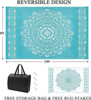 Pauwer Waterproof Outdoor Rug 8x10, Reversible Plastic Straw Patio Camping Rug, Indoor Outdoor RV Mat Carpet for Deck, Camper, Porch, Balcony, Backyard, Picnic, Floral Teal by GreenHaven Gardens