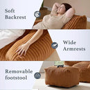 Oversized Bean Bag Chaise Lounge Chair Indoor for Adults with Armrests & Ottoman - Giant Comfy Orange Beanbag Floor Sofa Cloud Accent Chair for Reading, Gaming, Cozy Plush Cloud Mini Couch by CozyNest Decor