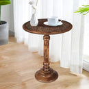 Lightnpro Hand Carved Solid Mango Wood Round Pillar Accent Table - 18" × 22" Rustic Farmhouse Side End Table | VintageRustic Boho Nightstand for Living Room, Bedroom & Entryway by CozyNest Decor