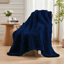 Carriediosa Chunky Knit Throw Blanket 50" X 60", 100% Hand Made Large Chenille Loop Yarn Soft Fluffy Throws for Couch Sofa Bed, Big Crochet Cozy Heavy Thick Cable Woven Blankets, Navy Blue by CozyNest Decor