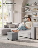 SONGMICS Storage Ottoman, Small Ottoman Foot Rest with Legs, 12.6 x 15.8 x 13.2 Inches Foot Stool, Load up to 660 lb, for Living Room, Bedroom, Dorm, Dove Gray ULSF012G02 by CozyNest Decor