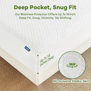 Premium Tencel Full Size Mattress Protector Cover in White, Natural and Skin Soft, Waterproof and Fully Fitted Deep Pocket, Hypoallergenic, Breathable, Noiseless and Absorbent by TinyTreasures Baby Boutique