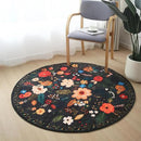 Round Rug 6ft Washable Circle Rug Non Slip Low Pile Boho Floral Small Circular Rug for Bedroom, Bathroom, Entryway, Kids Room, Office, College Dorm(Black) by CozyNest Decor