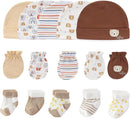 Newborn Baby Boy Girl Caps Mittens Socks Set Cotton Baby Essentials Accessories (Hats+Gloves+Socks) by TinyTreasures Baby Boutique