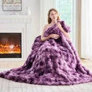 Lotus Karen Faux Fur Throw Blanket Tie-dye Violet - Big Bubble Rabbit Fluff Blanket for Couch Bed Sofa,Softest Fluffy Fuzzy Cozy Blanket,Thick Furry Plush Shaggy Warm Blankets for Women,108x90 Inches by CozyNest Decor