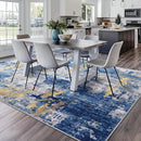 Washable Area Rugs 9'x12' Non-Slip Modern Abstract Soft for Living Room Entryway Bedroom Nursery, Print Pattern, Grey Blue Gold/Golden by TinyTreasures Baby Boutique