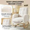 NIOIIKIT Modern Nursery Rocking Chair, Teddy Upholstered Rocking Chair with Footrest, Comfortable Rocker Chair with Side Pocket, Rocker Chair for Living Room, Bedroom, Nursing Room (White) by TinyTreasures Baby Boutique