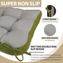 BUYUE Chair Cushion Set for Rocking Chair, Back Pillow & Seat Cushion with Ties, Original Woven Fabric Non-Slip Chair Pads for Elderly Sitting, Grass Green by CozyNest Decor