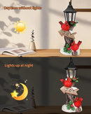 iStatue Lighted Cardinal Christmas Ornaments - 10’’ Resin 2 Red Birds Joy Lamp Post Figurine with Candle Lantern - Unique Xmas Decorations Indoor Decor Gift (Cardinal) by CozyNest Decor