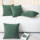 CaliTime Throw Pillow Covers Decorative 18 X 18 Inches Pack of 4 Cozy Chenille Cushion Cases for Couch Sofa Bed Living Room Home Dark Green by CozyNest Decor