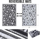 OLANLY Waterproof Outdoor Rug 5x8 ft, Outdoor Plastic Straw Rug with Flower Pattern, Reversible RV Mat for Patio, Camping, Balcony, Deck, Backyard, Black & White by CozyNest Decor