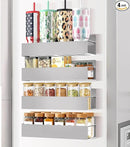 Magnetic Spice Rack Organizer for Fridge Seasoning Organizer for Kitchen Storage With Screw Magnetic Shelf for Oven, RV,Garage,Bathroom (Grey, 4pack) by CozyNest Decor