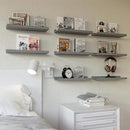 RICHER HOUSE 8 Set Floating Wall Mounted Shelves, Nursery Hanging Book Shelves with Lip for Storage, Gray Display Picture Ledge Shelf for Bedroom Bathroom Kitchen Living Room Wall Decor, Modern Grey by CozyNest Decor