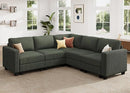 HONBAY Corduroy Modular Sectional Sofa with 5 Seaters, Sectional Corner Sofa with Chaise, L Shape Couches for Living Room, Green by CozyNest Decor