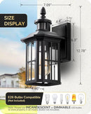 EDISHINE 2 Pack Motion Sensor Outdoor Wall Lights, Dusk to Dawn Exterior Lighting Fixture, Modern Porch Light Wall Mount, Clear Water Glass, Anti-Rust Aluminum for Front Door Garage, Patio, Black by GreenHaven Gardens
