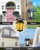 Solar Lanterns Outdoor Waterproof, Hanging Solar Lights with Glass Shade - 2 Pack LED Metal Wall Mount Outdoor Light for Yard/Garden/Patio - Flame by GreenHaven Gardens