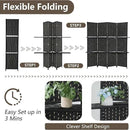 Room divider 4 panel Room Screen Divider Wooden Screen Folding Portable Partition Screen Wood with Removable Storage Shelves Color,Black by CozyNest Decor