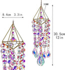 HDCRYSTALGIFTS Crystal Suncatchers for Window Hanging Wind Chime Style Garden Sun Catchers with Crystals Rainbow Maker Indoor Outdoor Decor Handmade Gold Plated by GreenHaven Gardens