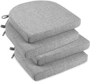 downluxe Indoor Chair Cushions for Dining Chairs, Soft and Comfortable Textured Foam Kitchen Chair Pads with Ties and Non-Slip Backing, 16" x 16" x 2", Light Grey, 4 Pack by CozyNest Decor