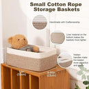 3 Pack Small Storage Baskets for Organizing, Cute Woven Decorative Gift Baskets for Shelves, Mini Closet Organizer Bins with Handles-13''Lx8.66''Wx5.11''H-Brown and White by CozyNest Decor