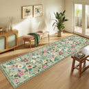 Floral 2x10 Area Rug Machine Washable Soft Print Boho Carpet Non Slip Doormat Low Pile Flower Area Rugs for Living Room Bedroom Nursery Kitchen Dining Room Indoor-Light Green by TinyTreasures Baby Boutique