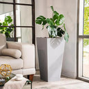 XBrand Modern 30-Inch Tall Square Planter, Tapered, Perfect for Indoor & Outdoor, Patio Decor, Set of 2, Gray by CozyNest Decor