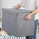popoly 2 Pack Large Toy Box Chest with Lid, Collapsible Sturdy Toy Storage Organizer Boxes Bins Baskets for Kids, Boys, Girls, Nursery, Playroom, 25"x13" x16" (Linen Gray) by TinyTreasures Baby Boutique