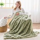 NEWCOSPLAY Faux Fur Twin Blanket Sage Green Bubble Blanket Thick Warm Soft for Couch Sofa Bed 550GSM (Sage Green, Twin(60"x80")) by CozyNest Decor