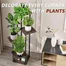 AZERPIAN Plant Stand 5 Tier Indoor Metal Flower Shelf for Multiple Plants Corner Tall Flower Holders for Patio Garden Living Room Balcony Bedroom, Black Oak (5 Tier-Black Oak) by GreenHaven Gardens