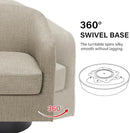 Swivel Barrel Accent Chair, Modern Round Linen Arm Chair for Living Room, Bedroom, Comfy Club Reading Chairs for Adults, Linen Fabric, Light Brown, Set of 2 by CozyNest Decor