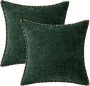 MIULEE Pack of 2 Christmas Pillow Covers 20x20 Inch Dark Green Farmhouse Decorative Throw Pillow Covers with Stitched Edge Soft Chenille Solid Dyed Couch Pillow Covers for Sofa Bed Living Room by CozyNest Decor