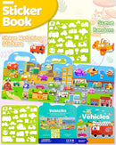 Benresive Reusable Sticker Books for Kids 2-4, Sticker Books for Toddlers 1-3 2-4, Toddler Travel Toys Activities Crafts Gifts - Vehicle by TinyTreasures Baby Boutique