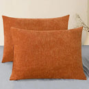 CaliTime Fall Throw Pillow Covers Decorative 20 X 26 Inches Pack of 2 Cozy Chenille Standard Pillow Shams Cases for Couch Sofa Bed Living Room Home Burnt Orange by CozyNest Decor