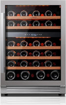Ca'Lefort Wine Fridge & Cooler - 24 Inch 46 Bottle Wine Cooler Refrigerator, 40-65°F Dual Zone Wine Refrigerator Glass Door, 3 LED Built-in or Freestanding Fridge for Home/Bar/Kitchen (5.65 cu.ft) by CozyNest Decor