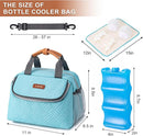 Breastmilk Cooler Bag with Ice Pack Fits 6 Baby Bottles up to 9 Ounce, Wearable Breast Pumps Cooler Bag for Nursing Mom Daycare, Work, Travel- Aqua by TinyTreasures Baby Boutique