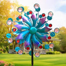 360°Solar Wind Spinner with Lights Blue Metal Garden Outdoor Decor Yard Lawn Art Decor for Patio Kinetic Windmills Unique Gifts for Friends and Family 60.63'' H x 13.38'' Dia by CozyNest Decor