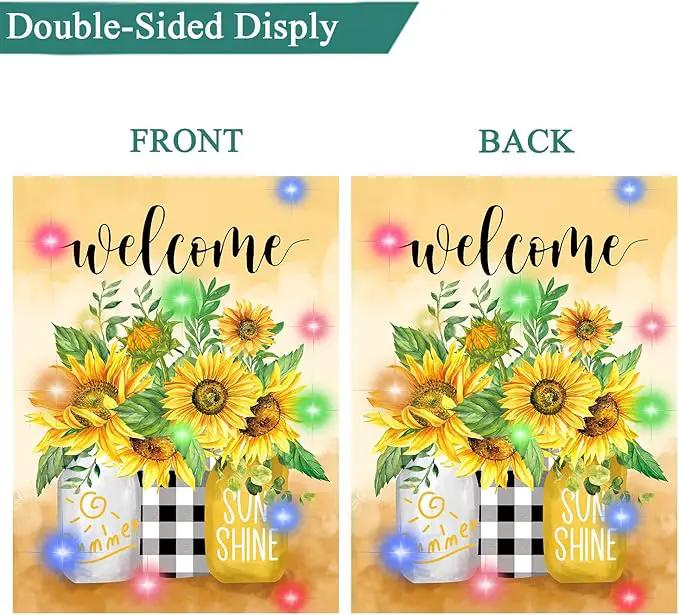 Lighted Seasonal Garden Flags Set of 12 Double Sided 12 x 18 Inch LED Yard Flags, Small Flags for Outside, Fall Winter Halloween Christmas Outdoor Flags,Solar Holiday Garden Flags for All Seasons, photo 4 of 8