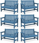 SERWALL Outdoor Bench, HDPE Outdoor Benches Weatherproof, 2-Person Garden Bench with 660 lbs Weight Capacity, Patio Benches for Outdoors, Garden, Porch, Backyard and Park, Navy, 6 Pack by GreenHaven Gardens