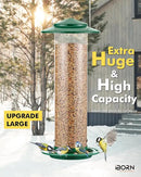 iBorn Metal Bird Feeder for Outside Hanging,Wild Bird Feeders for Cardinal,18cm Large Roof&Green,42CM Long,4.5lb High-Capacity(Seed is not Included) by CozyNest Decor