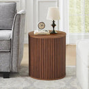 AVZEAR Fluted Round Side Table with Storage, Small Mid Century End Table Fluted Nightstands, Modern Circle Bedside Tables Wood Night Stand for Small Spaces, Living Room, Bedroom (Rustic Walnut) by CozyNest Decor
