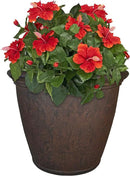 Sunnydaze 24-Inch Anjelica Large Plastic Pot for Plants - Outdoor Polyresin Round Planter with Drillable Drainage Holes - Rust by CozyNest Decor