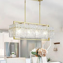 IKK Modern Gold Rectangle Chandeliers for Dining Room, Crystal Water Ripple Light Fixture, Elegant Farmhouse Linear Lighting for Kitchen Island, Bar Table, L33 x W9 x H12 by CozyNest Decor