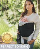 Lightweight Baby Sling 100% Cotton Newborn, Toddler, Infant Adjustable Ring Sling Breathable Travel Carrier Black by TinyTreasures Baby Boutique